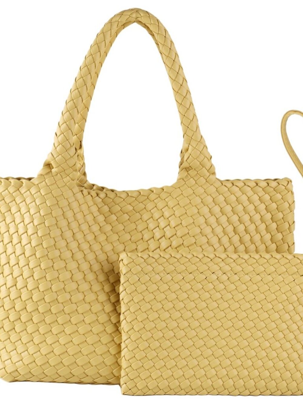 Woven Tote Bag for Women Vegan Leather Handwoven Bags with Small Purse